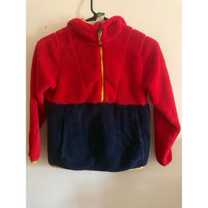 Boys L.L.Bean Colorblock Fleece Hoodie M Red Navy